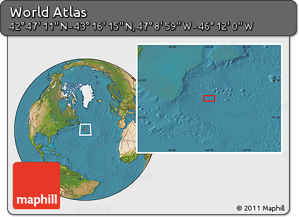 Satellite Location Map of the Area around 43° 1' 43" N, 46° 40' 29" W