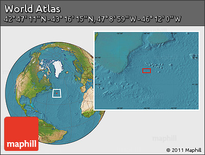 Satellite Location Map of the Area around 43° 1' 43" N, 46° 40' 29" W