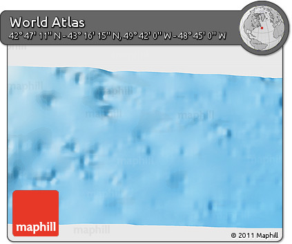 Shaded Relief 3D Map of the Area around 43° 1' 43" N, 49° 13' 30" W