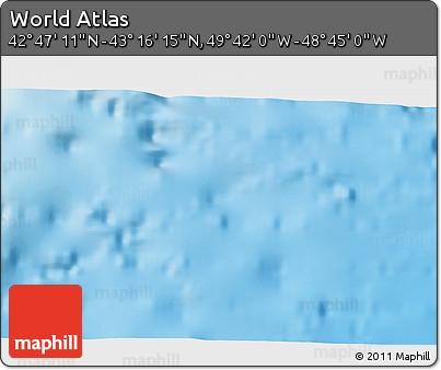 Shaded Relief 3D Map of the Area around 43° 1' 43" N, 49° 13' 30" W