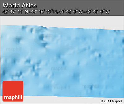 Shaded Relief 3D Map of the Area around 43° 1' 43" N, 49° 13' 30" W