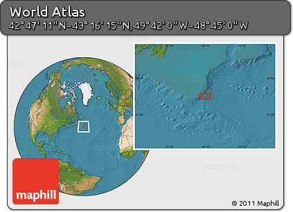 Satellite Location Map of the Area around 43° 1' 43" N, 49° 13' 30" W