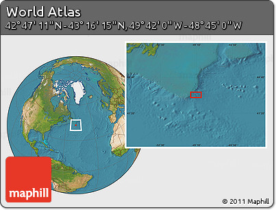 Satellite Location Map of the Area around 43° 1' 43" N, 49° 13' 30" W