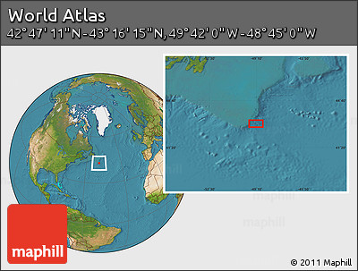 Satellite Location Map of the Area around 43° 1' 43" N, 49° 13' 30" W