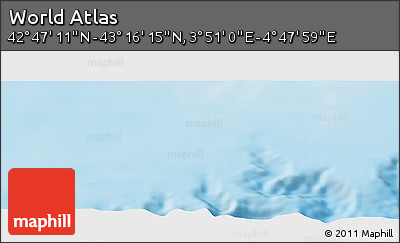 Physical Panoramic Map of the Area around 43° 1' 43" N, 4° 19' 30" E