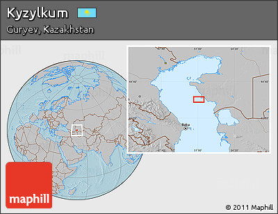 Gray Location Map of Kyzylkum, hill shading