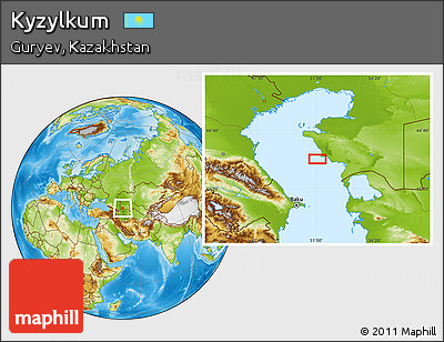 Physical Location Map of Kyzylkum