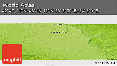 Physical Panoramic Map of the Area around 43° 1' 43" N, 53° 37' 30" E