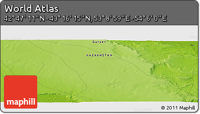 Physical Panoramic Map of the Area around 43° 1' 43" N, 53° 37' 30" E