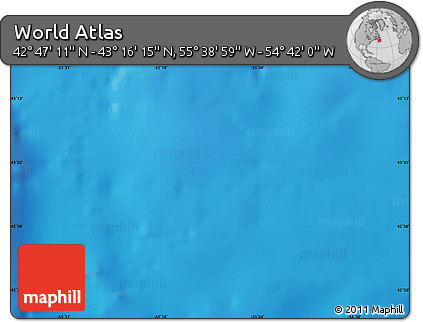 Shaded Relief Map of the Area around 43° 1' 43" N, 55° 10' 29" W