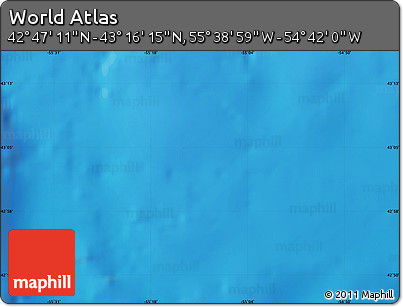 Shaded Relief Map of the Area around 43° 1' 43" N, 55° 10' 29" W