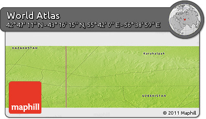 Physical Panoramic Map of the Area around 43° 1' 43" N, 56° 10' 29" E