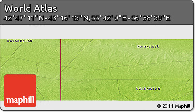Physical Panoramic Map of the Area around 43° 1' 43" N, 56° 10' 29" E