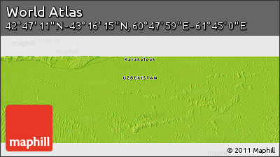 Physical Panoramic Map of the Area around 43° 1' 43" N, 61° 16' 29" E