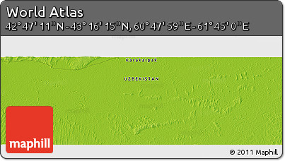 Physical Panoramic Map of the Area around 43° 1' 43" N, 61° 16' 29" E