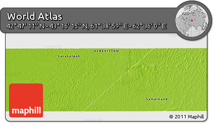Physical Panoramic Map of the Area around 43° 1' 43" N, 62° 7' 30" E