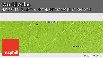 Physical Panoramic Map of the Area around 43° 1' 43" N, 62° 7' 30" E