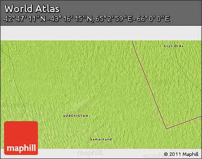 Physical 3D Map of the Area around 43° 1' 43" N, 65° 31' 30" E