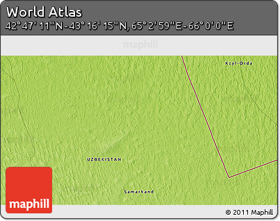 Physical 3D Map of the Area around 43° 1' 43" N, 65° 31' 30" E