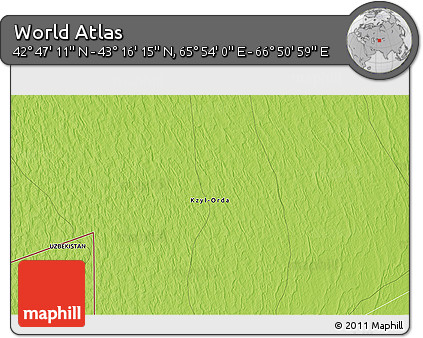 Physical 3D Map of the Area around 43° 1' 43" N, 66° 22' 30" E