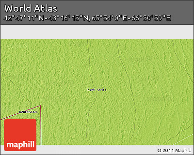 Physical 3D Map of the Area around 43° 1' 43" N, 66° 22' 30" E