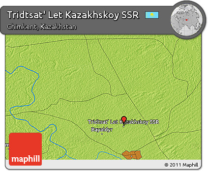 Physical 3D Map of Tridtsat' Let Kazakhskoy SSR