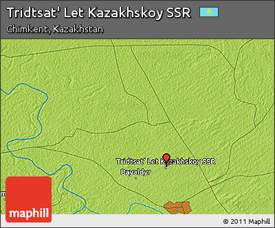 Physical 3D Map of Tridtsat' Let Kazakhskoy SSR