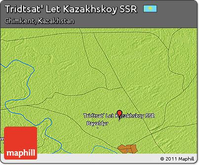Physical 3D Map of Tridtsat' Let Kazakhskoy SSR