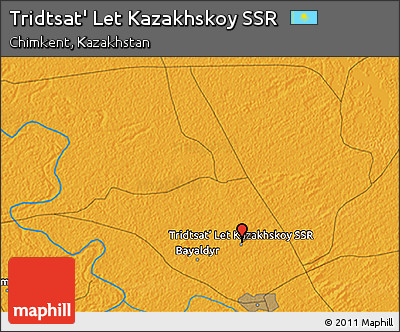 Political 3D Map of Tridtsat' Let Kazakhskoy SSR