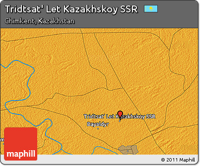 Political 3D Map of Tridtsat' Let Kazakhskoy SSR