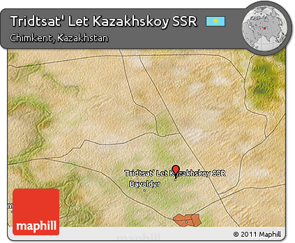 Satellite 3D Map of Tridtsat' Let Kazakhskoy SSR