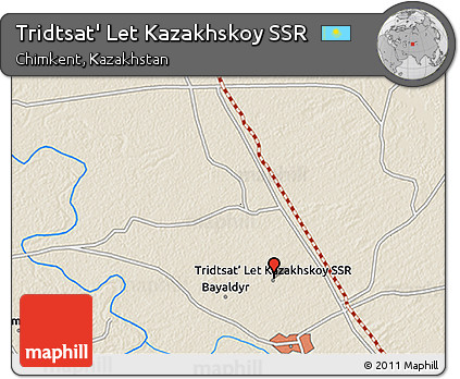 Shaded Relief 3D Map of Tridtsat' Let Kazakhskoy SSR
