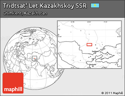 Blank Location Map of Tridtsat' Let Kazakhskoy SSR