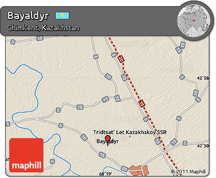 Shaded Relief Map of Bayaldyr