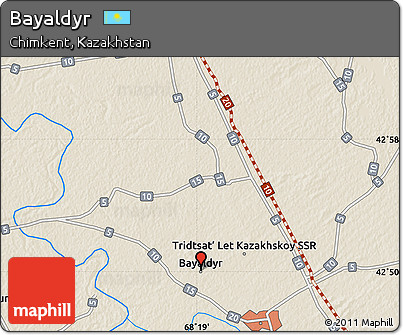 Shaded Relief Map of Bayaldyr