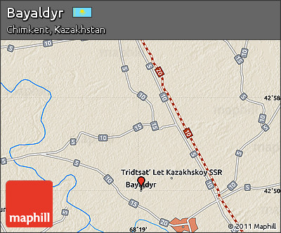 Shaded Relief Map of Bayaldyr