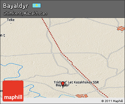 Shaded Relief Panoramic Map of Bayaldyr