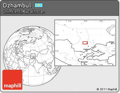 Blank Location Map of Dzhambul