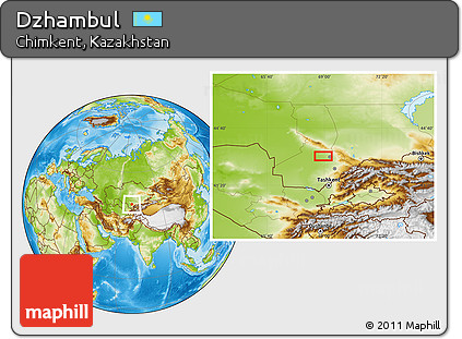 Physical Location Map of Dzhambul