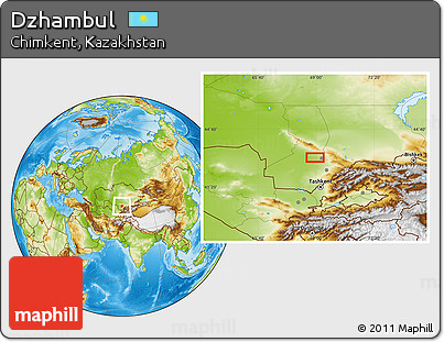 Physical Location Map of Dzhambul
