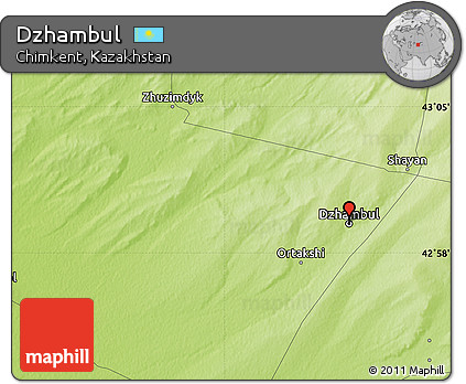 Physical Map of Dzhambul