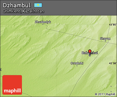 Physical Map of Dzhambul