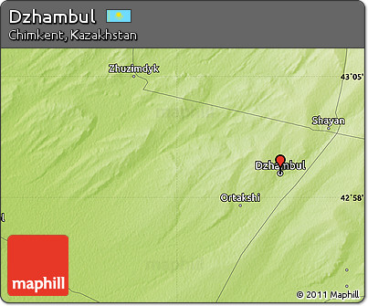 Physical Map of Dzhambul