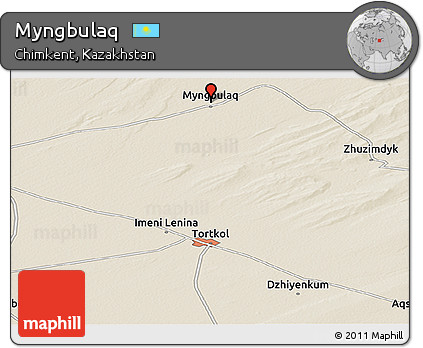 Shaded Relief Panoramic Map of Myngbulaq