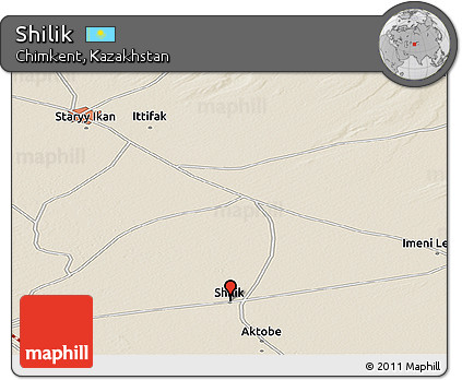 Shaded Relief Panoramic Map of Shilik