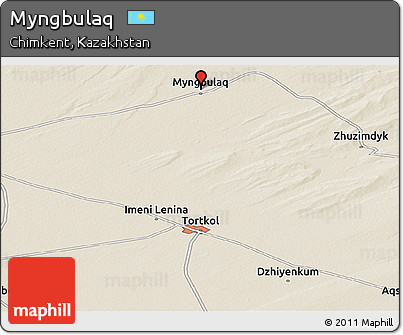 Shaded Relief Panoramic Map of Myngbulaq