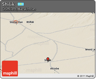 Shaded Relief Panoramic Map of Shilik