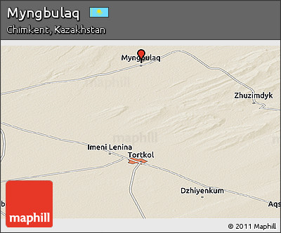 Shaded Relief Panoramic Map of Myngbulaq