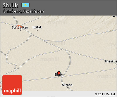 Shaded Relief Panoramic Map of Shilik