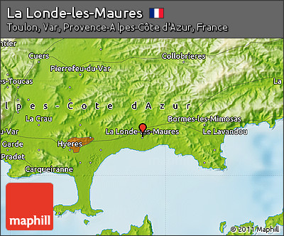 Physical Map of La Londe-les-Maures